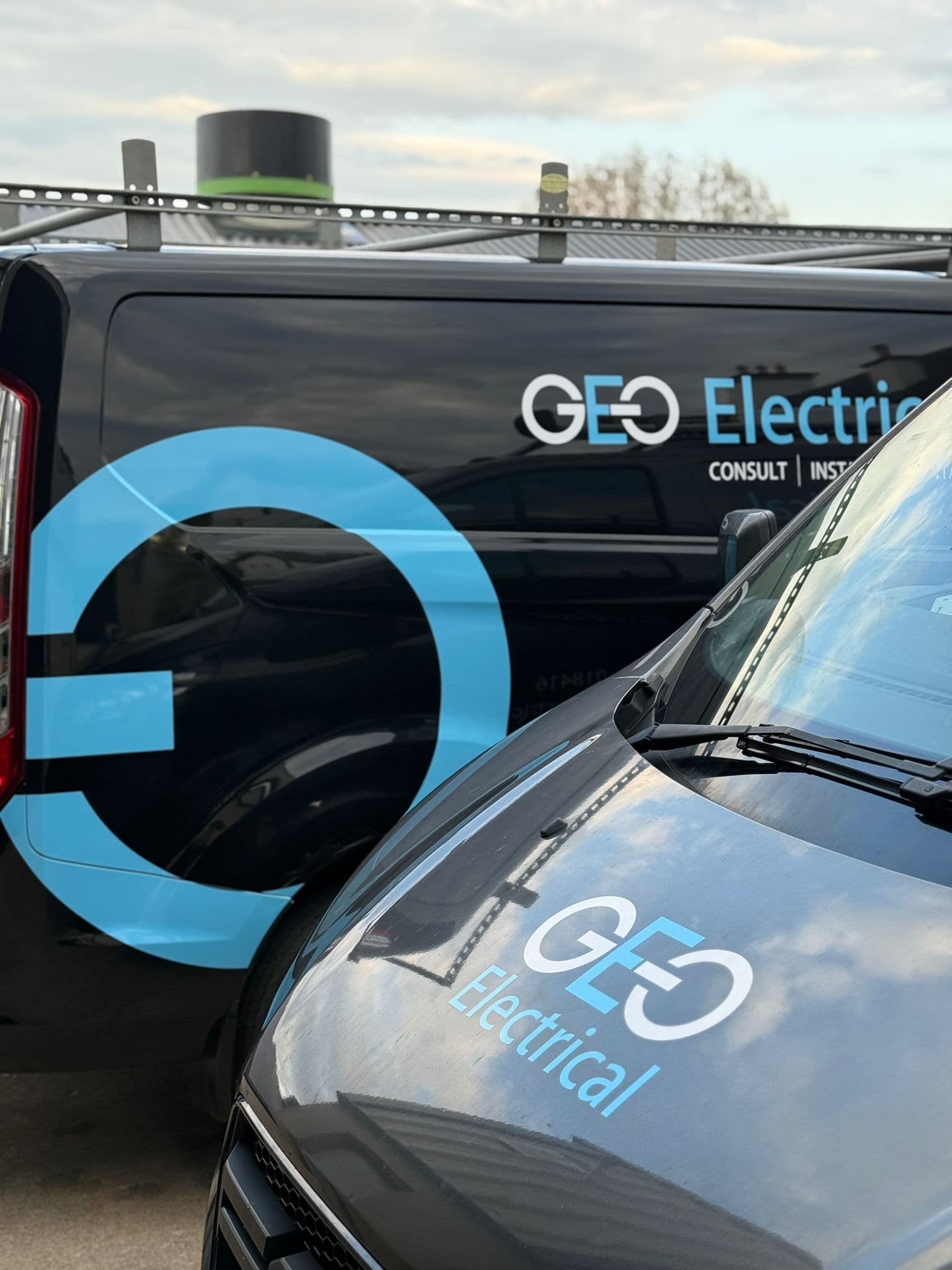 GEO Electrical's branded fleet of vans
